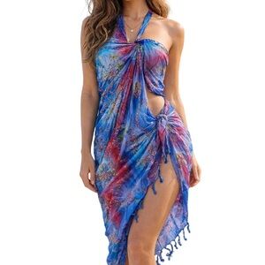 Vibrant Blue and Purple Swim Sarong
